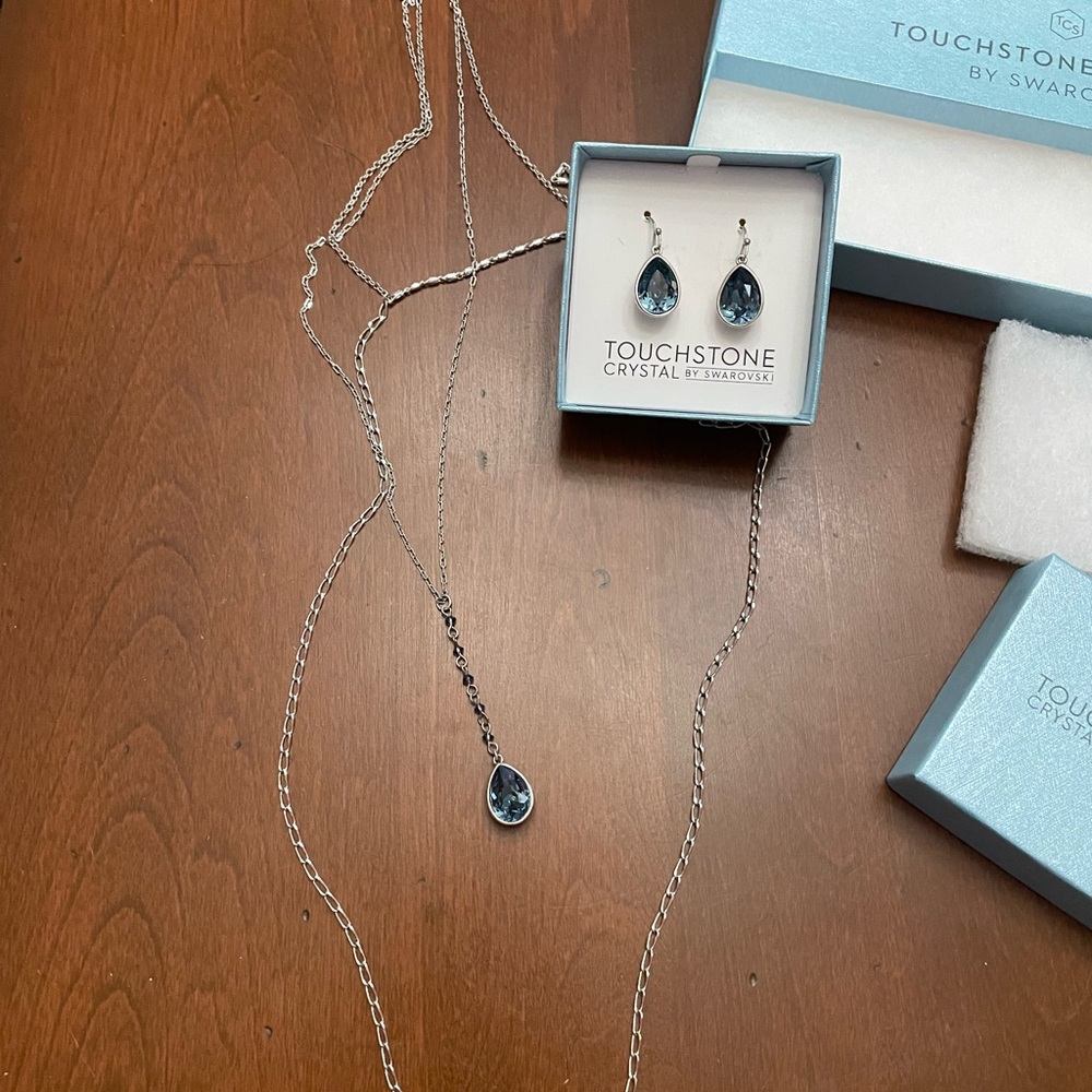Touchstone Crystal Blue Teardrop Earrings